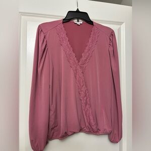 NWOT - VENUS Dusty Rose Faux Wrap Top